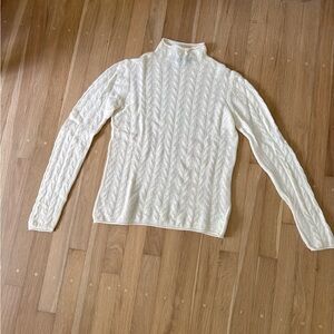 Theory Cream Cable Knit Turtleneck Sweater